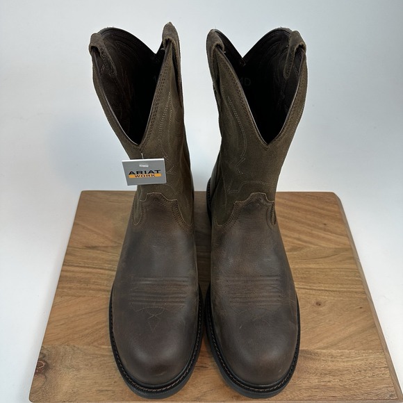 New‎ Mens Ariat Groundbreaker Leather Work Boots Steel Toe Shoes Size 14 M main image 8